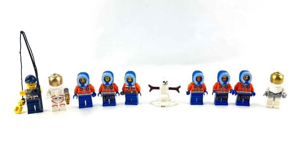 Lego Minifigures 6 Artic Explorers ,2 Astronauts, 1 Fisherman, 1 Snowman